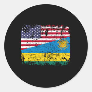 Rwandese roots Half Amerikaanse vlag VS Rwanda vla Ronde Sticker