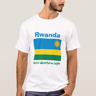 Rwandese Vlag + Landkaart + Tekst T-shirt