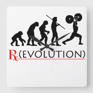 RX - Evolutiegrafiek "Elite Fitness" wandklok Vierkante Klok