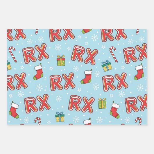 RX-Mas apotheek Kerstmis Inpakpapier Vel (Voorkant)