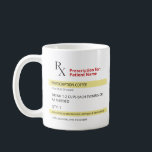 RX Prescription Café Mug Docteur Mug ou Nurse Mug<br><div class="desc">Cette tasse de café de prescription Rx est parfaite pour tous les amateurs de café là-bas! La tasse présente un design amusant et unique de étiquette de prescription.</div>