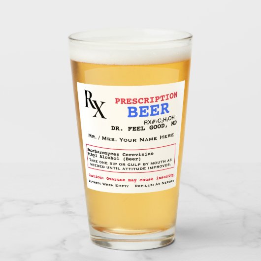 RX-recept voor bier Glas (Voorkant gevuld)