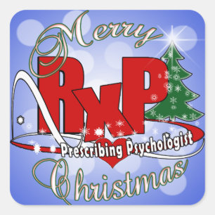 RxP Kerstmis met psycholoog. Vierkante Sticker