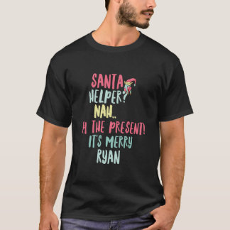 Ryan Christmas Funny Text Santa Helper Man Boy Lon T-shirt