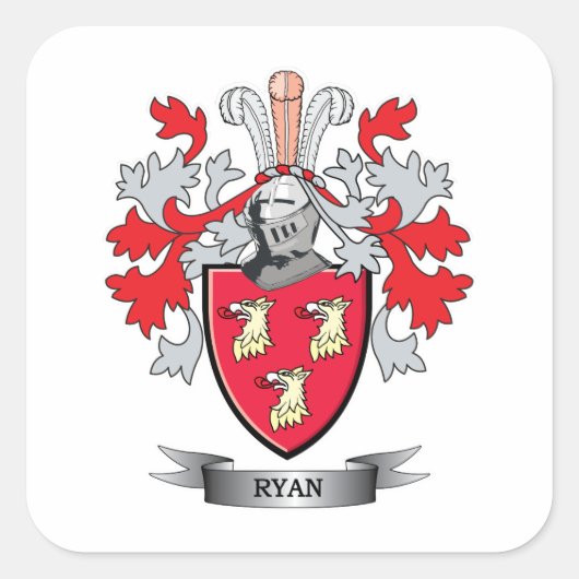 Ryan Coat of Arms Vierkante Sticker (Voorkant)
