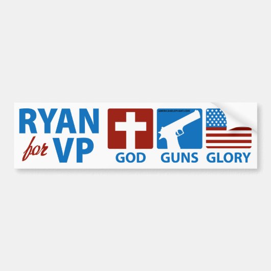 Ryan for VP God Pistolen Glory Bumpersticker (Voorkant)