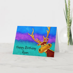 Ryan, Happy Birthday gekke hertenkaart Kaart