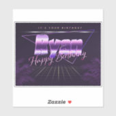 Ryan Name Vorname lila retro Sticker Geburtstag (Vel)