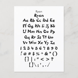Ryan - Zazzle Font Sampler Sheet Briefkaart
