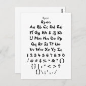 Ryan - Zazzle Font Sampler Sheet Briefkaart (Voorkant / Achterkant)