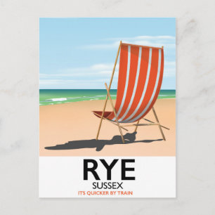 Rye strand Sussex "het is sneller per trein" Briefkaart