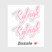 Ryleigh naam roze cursieve x2 sticker (Vel)