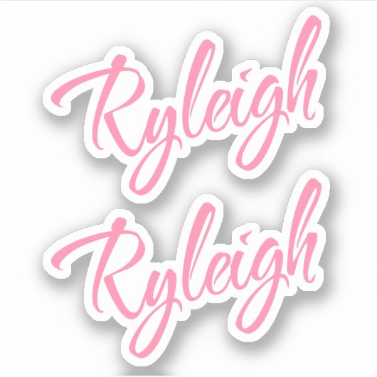 Ryleigh naam roze cursieve x2 sticker (Voorkant)