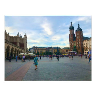 Rynek Główny - Stadsplein in Krakau, Polen Foto Afdruk