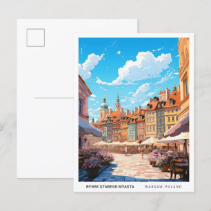 Rynek Starego Myasta Warschau Polen Vintage Travel Briefkaart