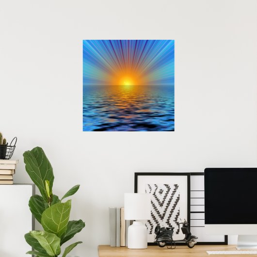 Rys-687316 DIGITALE SUNRISE OCEAN RIPPLES BACKGRO Poster (Thuiskantoor)