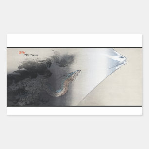 Ryu Shoten: Opstijgende draak boven Fuji, Japan Rechthoekige Sticker