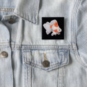 Ryukin Fantail Goldfish Pin Vierkante Button 5,1 Cm (In situ)