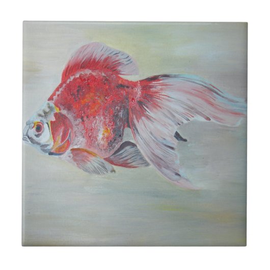 Ryukin Goldfish Acrylverf Tegeltje (Voorkant)