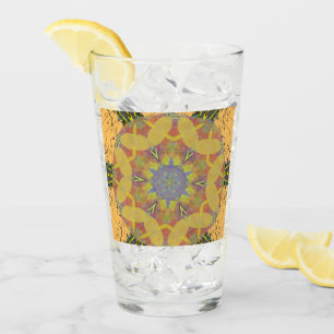 RZ-glas cup roos zoals caleidoscoop kunst, GEEL Glas