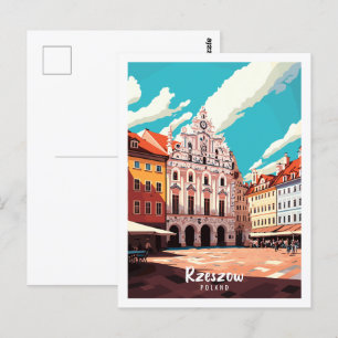 Rzeszow Polen vintage reisplaats illustratie Briefkaart