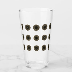 RZglass cup roos zoals caleidoscoop kunst, zwart, Glas