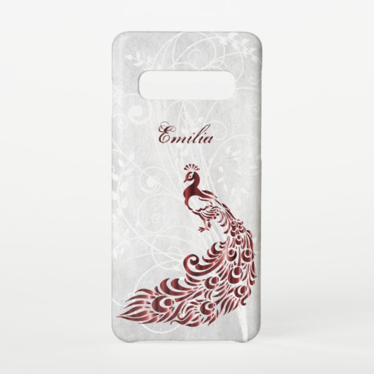 S10 Red Peacock Personnalisé Samsung Galaxy Coque (Dos)