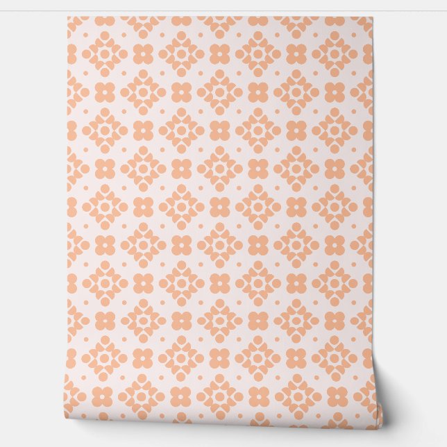 (S) 2502218A Retro Geometric Floral Pattern Pink Behang (Afrollen)