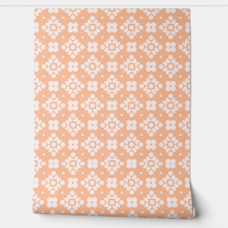 (S)2502219A Retro Geometric Floral Pattern on Pink Behang