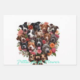 S/3 pitbull cadeauverpakkingen inpakpapier vel