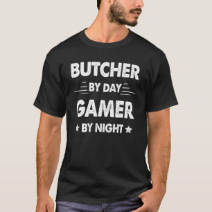 's Avonds slager op dag gamer T-shirt