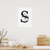 S botanisch monogram. Letter-initiaal met pinda's Poster (Keuken)