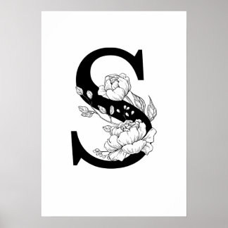 S botanisch monogram. Letter-initiaal met pinda's Poster