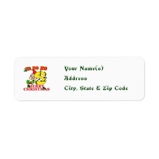 S - CHRISTMAS ELF MONOGRAM RETURN ADRES ETIKETTERS ETIKET (Voorkant)