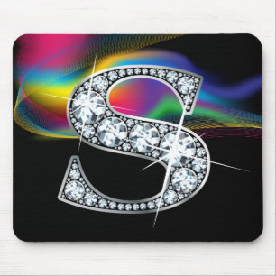 "S" Diamond Bling met regenboogwervelkolom Mousepa Muismat