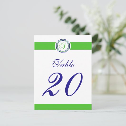 S Dot Circle Monogram Tafelnummer (Limoen / Blauw) (Staand voorkant)