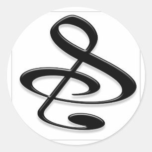 "S", "&" en/of treble Clef Musical Note Ronde Sticker
