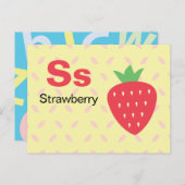 S est pour fraise - Carte Flash Alphabet (Devant / Derrière)