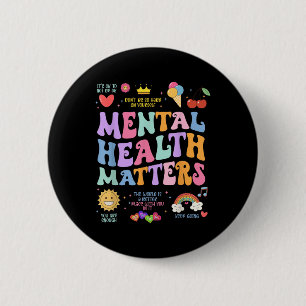 S Geestelijke Gezondheid Groovy Geestelijke Gezond Ronde Button 5,7 Cm