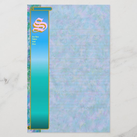 S Initiaal "Blue Garden" Initiaal "Fine Lined" Briefpapier (Voorkant)