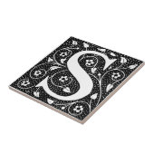 S initiaal florale suspensie tegeltje (Zijkant)