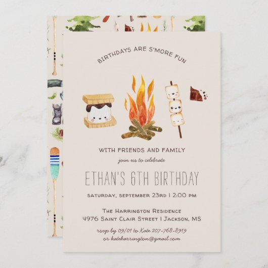 S is leuker | Camping Verjaardag Uitnodiging (Voorkant / Achterkant)