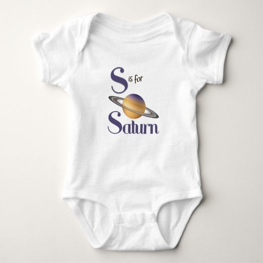 S is voor het Saturn Cute Planet & Astronomie Desi Romper (Voorkant)