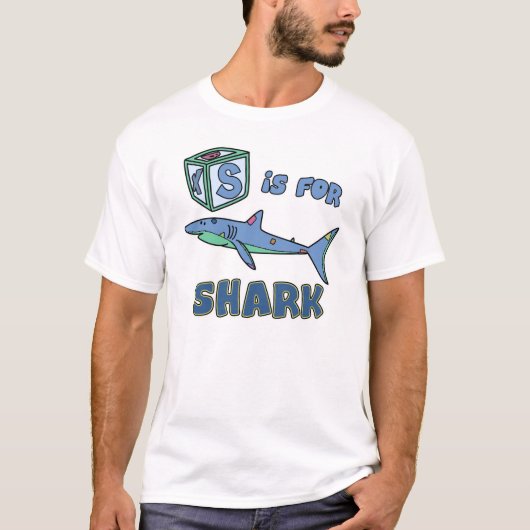 S is voor Shark Toddler T-Shirt (White Outline) (Voorkant)