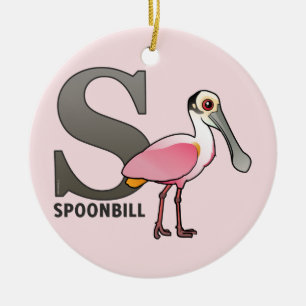 S is voor Spoonbill Keramisch Ornament