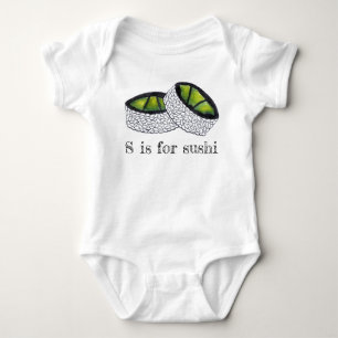 S is voor Sushi Japans Food Avocado Roll Food ABC Romper
