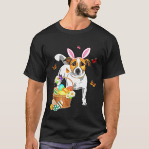 S Jack Russell Bunny Ear met paaskostuum T-shirt
