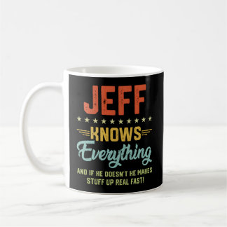 S Jeff weet alles naam gepersonaliseerde grappen Koffiemok
