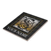 S "Jouw naam" Celtic Black Stone Monogram Tile Tegeltje (Zijkant)