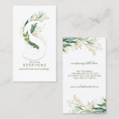 S Letter Monogram Gold Greenery Leaves Elegant Visitekaartje (Voorkant / Achterkant)